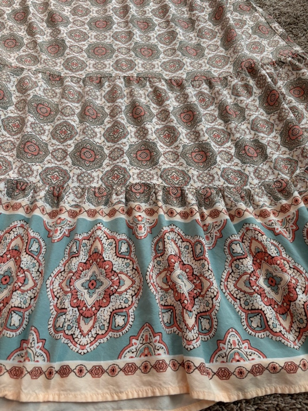 Blu Pepper Boho Printed Midi Dress – Cottagecore / Prairie / Festival Style - Picture 7 of 9